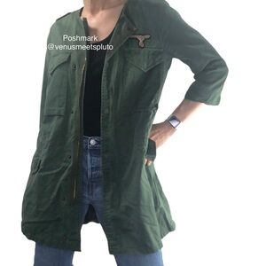 Ochirly Utility Jacket Flight Military Cargo Sz M Army Green Grunge Punk Trench